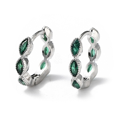 Green Cubic Zirconia Horse Eye Wrap Hoop Earrings EJEW-K083-34P-C-1