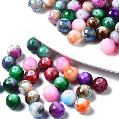 Baking Paint Opaque Solid Color Glass Beads DGLA-N033-07-1