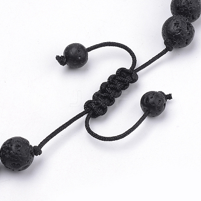 Natural Lava Rock Braided Bead Bracelets BJEW-R304-01-8mm-1