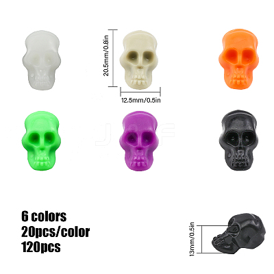 120Pcs 6 Colors Halloween Plastic Beads KY-CA0001-46-1