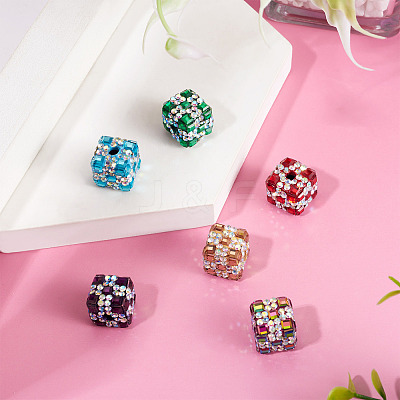 6Pcs 6 Colors Handmade Polymer Clay Rhinestone Beads RB-TA0001-31-1
