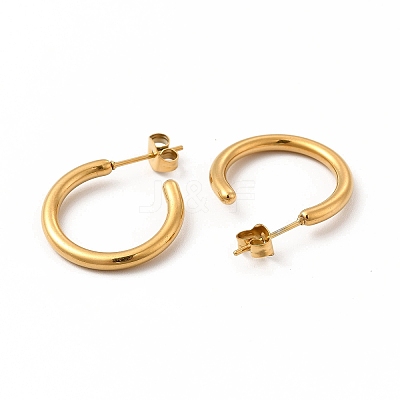 304 Stainless Steel Ring Stud Earrings EJEW-C004-12A-G-1