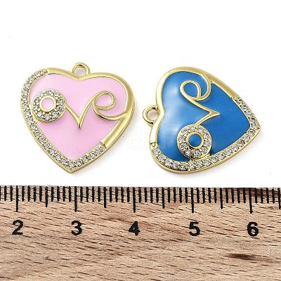 Brass Micro Pave Clear Cubic Zirconia Pendants KK-F871-12G-1