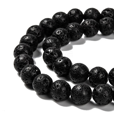 Natural Lava Rock Round Bead Strands G-M169-8mm-03-1