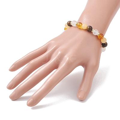 Natural & Synthetic Mixed Gemstone Round Beads Stretch Bracelets for Women BJEW-JB12631-06-1