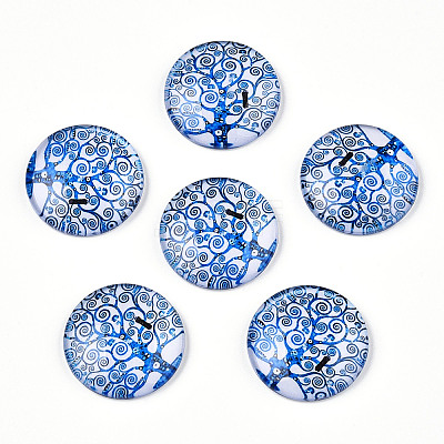 Half Round/Dome Tree Pattern Glass Flatback Cabochons for DIY Projects LS-GGLA-Q037-25mm-M28-11-1