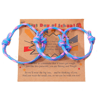3Pcs 3 Styles Polyester First Day of School Bracelets FS-WG342D8-06-1