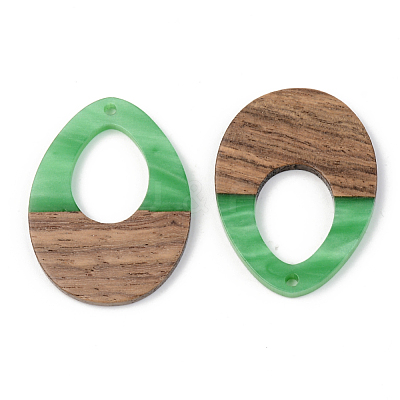 Opaque Resin & Walnut Wood Pendants RESI-S389-014A-C03-1