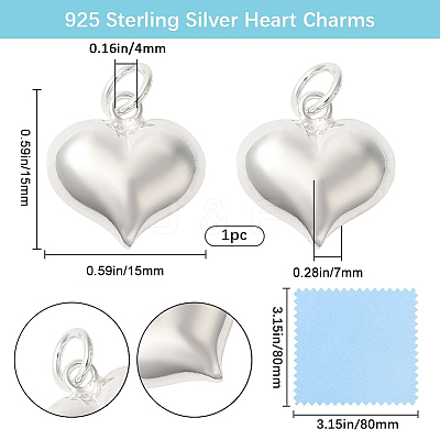 1Pc 925 Sterling Silver Pendants STER-BBC0008-12A-1
