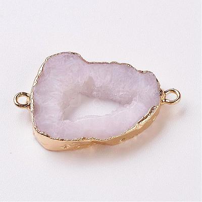 Electroplate Natural Druzy Geode Quartz Crystal Links connectors G-K189-04D-1