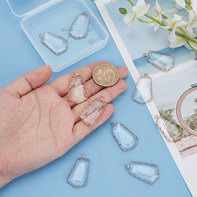 10Pcs Clear Glass Pendants GLAA-BC0001-37-1