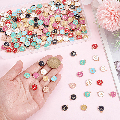 8 Bags 8 Colors Initial Letter A~Z Alphabet Enamel Charms ENAM-BM0001-11-1