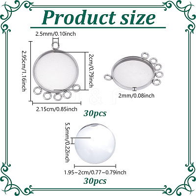 30Pcs 304 Stainless Steel Pendant Cabochon Settings STAS-UN0062-85-1