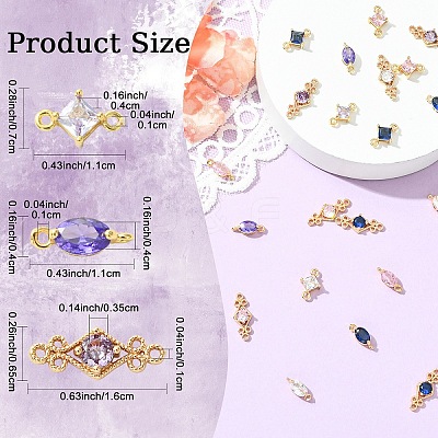 30Pcs 15 Styles Transparent Glass Links/Connectors GLAA-YW0005-63-1