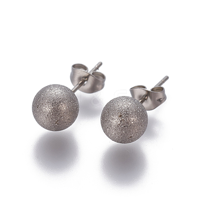 Tarnish Resistant 304 Stainless Steel Ear Studs EJEW-G253-8mm-P-1