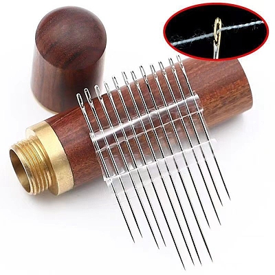12Pcs Galvanized Iron Self Threading Hand Sewing Needles TOOL-NH0001-02C-1