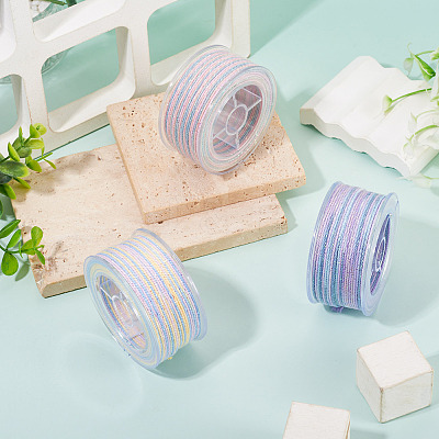 3 Roll 3 Colors Segment Dyed Cotton & Metallic String Threads OCOR-TA0004-12-1