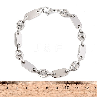 304 Stainless Steel Oval & Pig Nose Shape Link Bracelets for Women BJEW-F527-04P-1