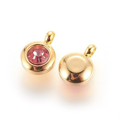 304 Stainless Steel Rhinestone Charms X-STAS-P237-10G-16-1