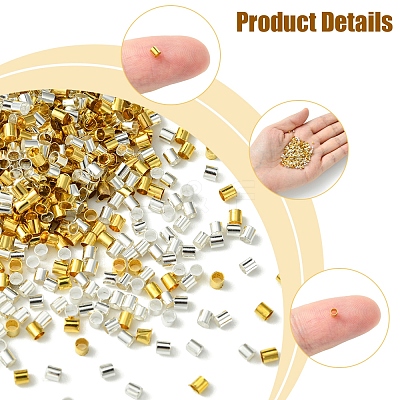 1200Pcs 2 Colors Brass Crimp Beads KK-FS0001-37-1