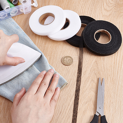 4 Rolls 2 Colors Double-sided Non Woven Fabric Fusing Tape Adhesive Hem Tape DIY-HY0002-88C-1
