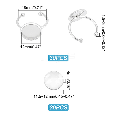 DIY Blank Dome Finger Ring Making Kit DIY-UN0004-18B-1