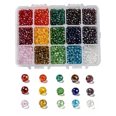 15 Colors Electroplate Glass Beads EGLA-JP0002-02B-4mm-1