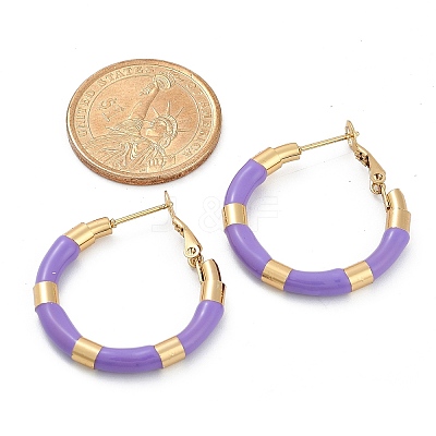 PVD Vacuum Plating 201 Stainless Steel Enamel Hoop Earrings for Women EJEW-B016-33D-1