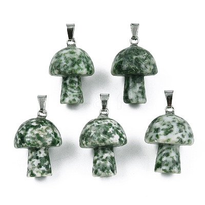 Natural Green Spot Jasper Pendants G-N0325-10Q-1