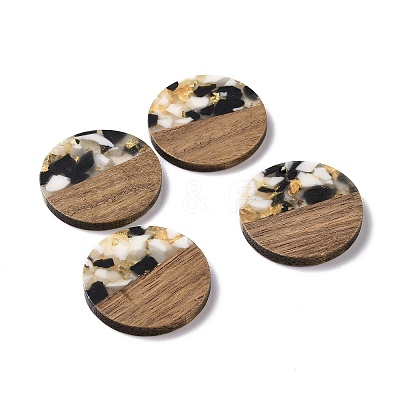 Transparent Resin & Walnut Wood Pendants RESI-N025-045B-1