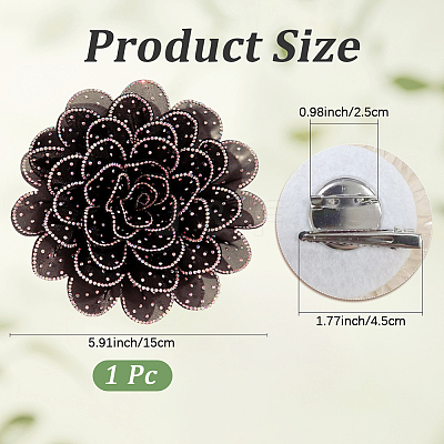 Flower Cloth Rhinestone Broochs JEWB-WH20009-06P-02-1