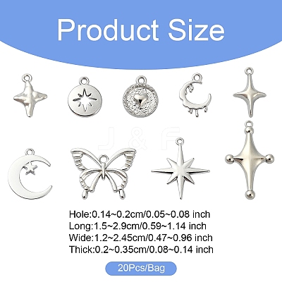 20Pcs 9 Styles Rack Plating Alloy Pendantss FIND-YW0005-18-1
