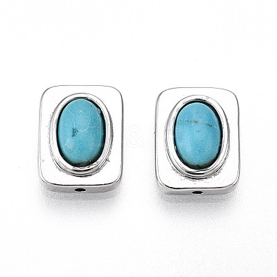 Brass Pave Synthetic Turquoise Beads KK-N258-14P-1