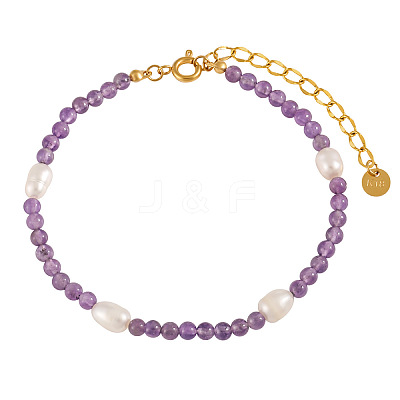 Natural Amethyst Round Beaded Bracelets for Women QY9574-1