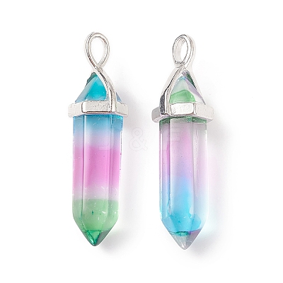 Faceted Bullet Glass Pointed Pendants KK-E282-01P-07-1