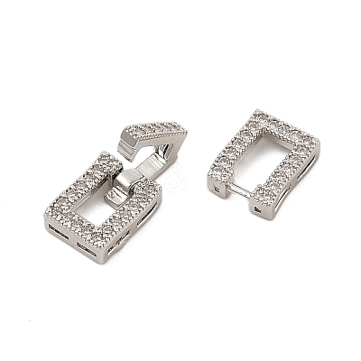 Brass Micro Pave Clear Cubic Zirconia Fold Over Clasps KK-C075-07P-1