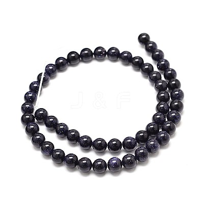 Synthetic Blue Goldstone Round Bead Strands G-P075-50-8mm-1