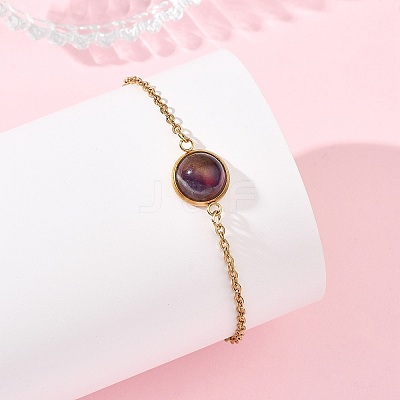 Half Round Natural Gemstone Bead Link Bracelets BJEW-JB14119-1