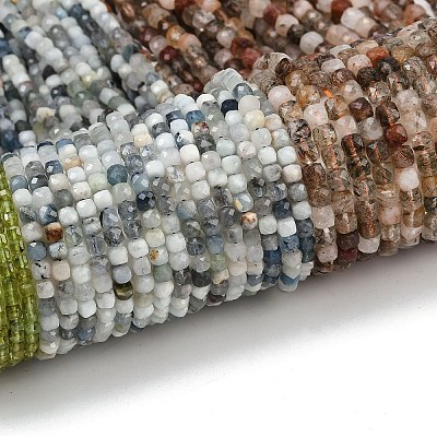 Natural Aquamarine & Rutilated Quartz & Prehnite Beads Strands G-RM2025-C44-G-1