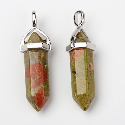 Natural Unakite Double Terminated Pointed Pendants G-F295-04B-1