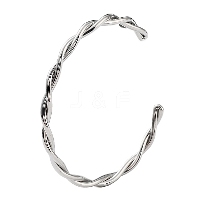 Non-Tarnish 304 Stainless Steel Twisted Rope Cuff Bangles for Women BJEW-P296-01P-1