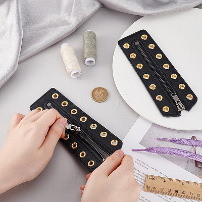 Cowhide Leather Lace-in Boot Zipper Inserts DIY-WH0499-06A-05-1