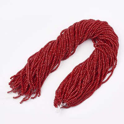 Opaque Solid Color Glass Beads Strands GLAA-S178-14C-02-1