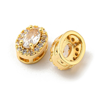 Brass Micro Pave Cubic Zirconia Beads KK-Q809-30G-1
