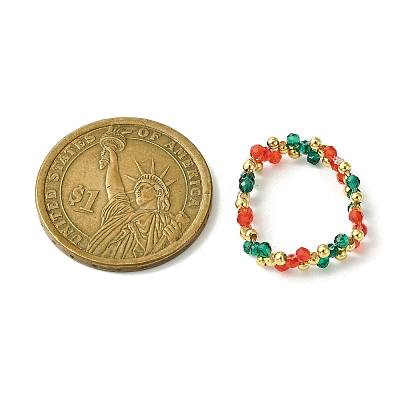 Christmas Theme Glass Rings RJEW-TA00121-1