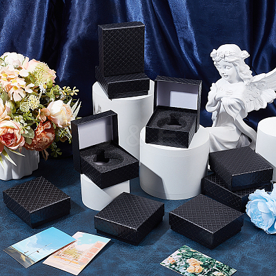 Rhombus Textured Paper Single Watch Packaging Boxes CON-WH0107-39-1