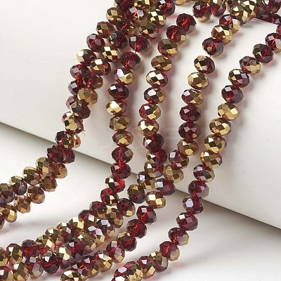 Electroplate Transparent Glass Beads Strands EGLA-A034-T6mm-O07-1