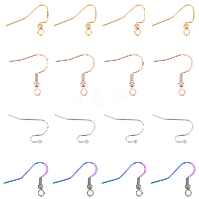 120Pcs 4 Styles 304 Stainless Steel Earring Hooks STAS-UN0034-15-1