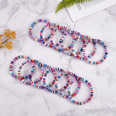 20Pcs Handmade Polymer Clay Heishi SUrfer Stretch Bracelet Set BJEW-SW00087-1