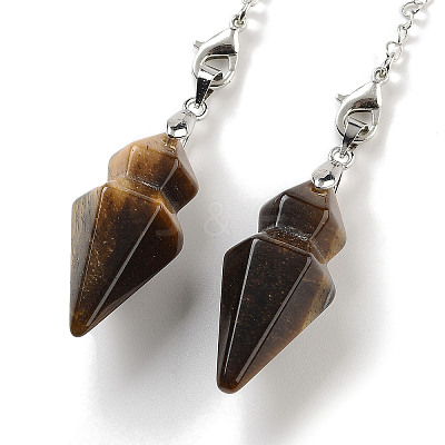 Natural Tiger Eye Pointed Dowsing Pendulums G-K338-12P-06-1